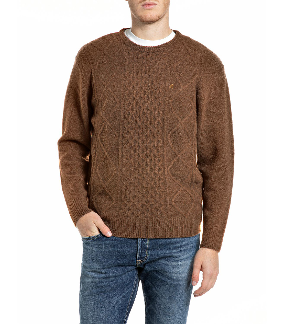 ケーブル クルーネックセーター